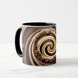 Coffee Bean Spiral in Chocolate and Cream Tones Mug