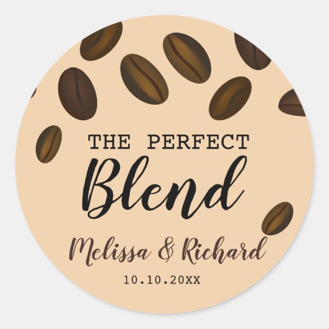 Coffee Bean The Perfect Blend Coffee Wedding Classic Round Sticker (Front)