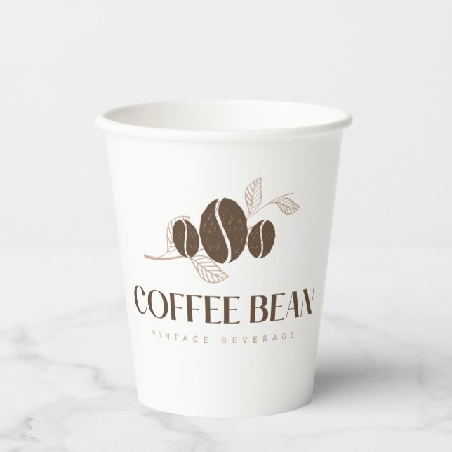 Coffee bean vintage beverage paper cups (Front)