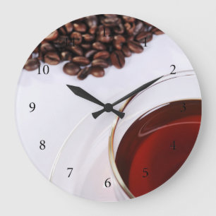 Coffee bean watch motif 2 large clock