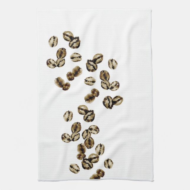 Coffee bean watercolor Kitchen Towels (Vertical)