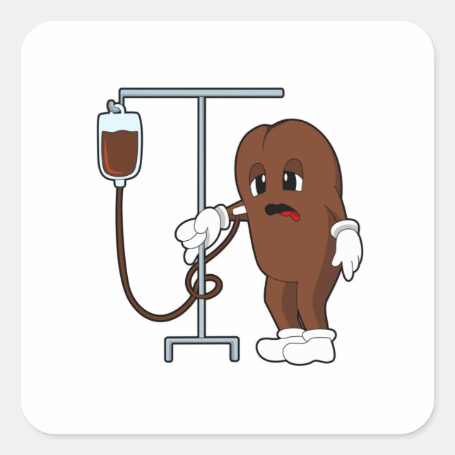 Coffee bean with Coffee pot Square Sticker (Front)