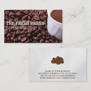 Coffee Beans and Cup Business Card