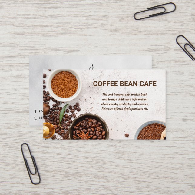 Coffee Beans and Grinds on Marble Table Business Card (Front/Back In Situ)