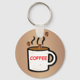 Coffee Beans and Mug Key Ring