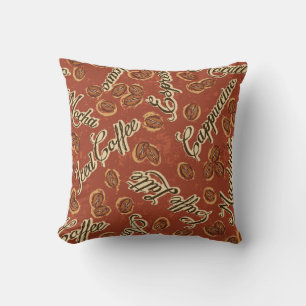 Coffee beans and typography written grunge seamles cushion