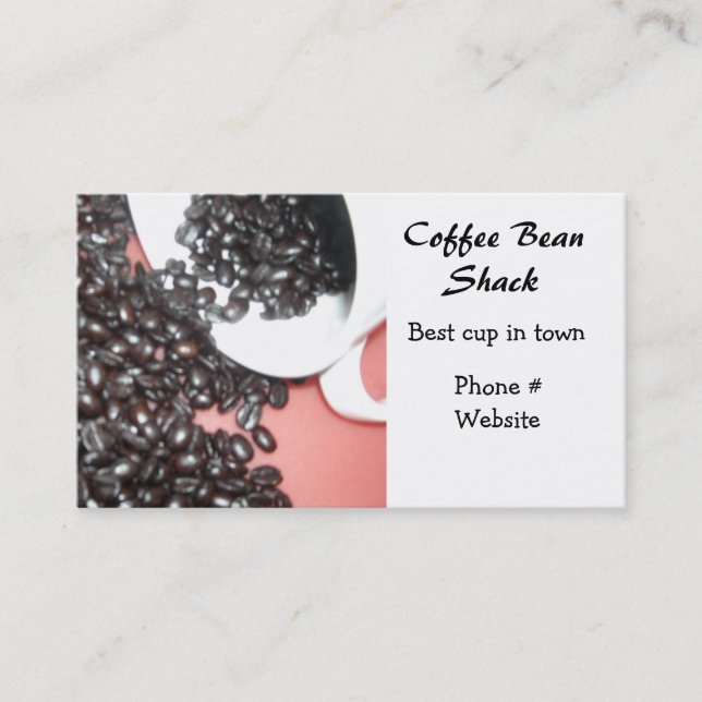 Coffee Beans and White Coffee Cup Business Card (Front)