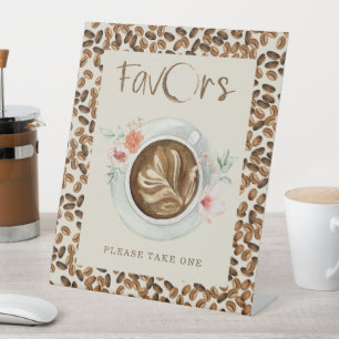 Coffee Beans Baby Shower Favours Floral Pedestal Sign