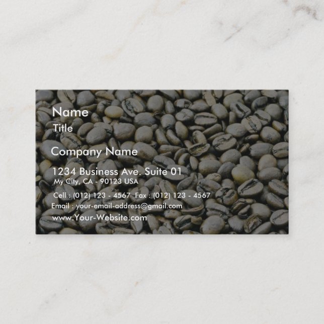 Coffee Beans Background Business Card (Front)