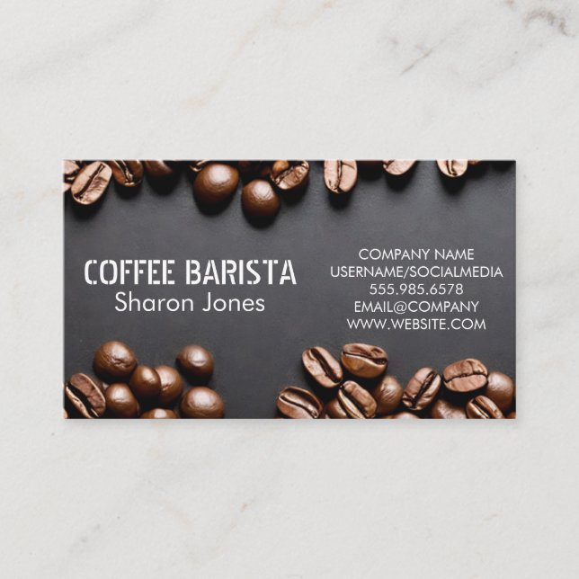 Coffee Beans Background Business Card (Front)