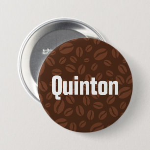 Coffee Beans Brown Name Tag Button