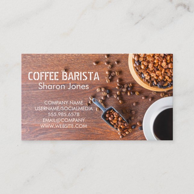Coffee Beans | Cafe Cup Business Card (Front)