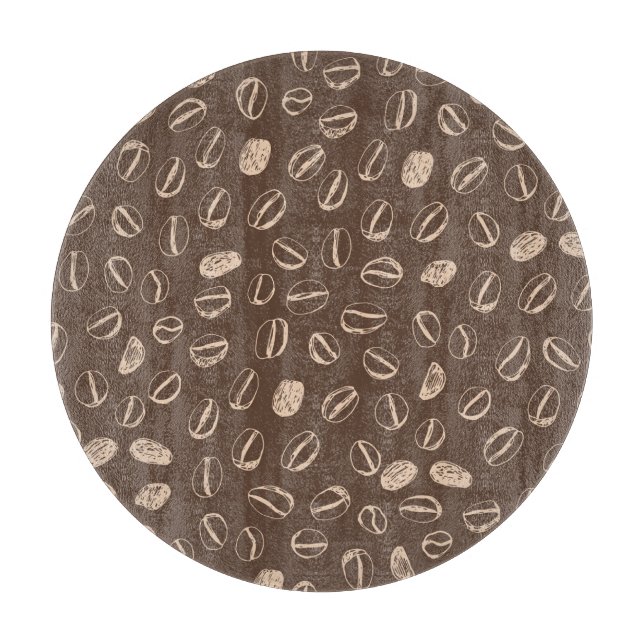 Coffee Beans: Cartoon Doodle Vintage Cutting Board (Front)