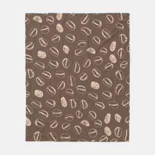 Coffee Beans: Cartoon Doodle Vintage Fleece Blanket