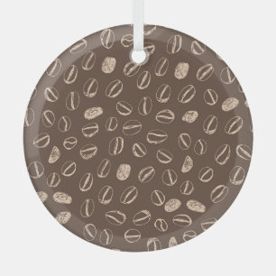 Coffee Beans: Cartoon Doodle Vintage Glass Tree Decoration