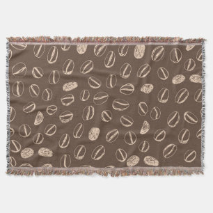 Coffee Beans: Cartoon Doodle Vintage Throw Blanket