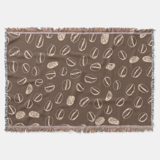 Coffee Beans: Cartoon Doodle Vintage Throw Blanket (Front)