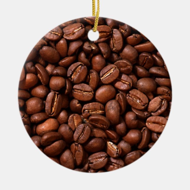 Coffee Beans Ceramic Ornament (Front)