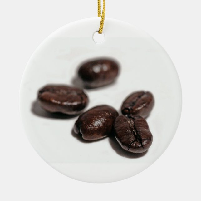 Coffee Beans Ceramic Ornament (Front)