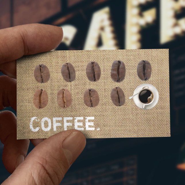 Coffee Beans Coffee Burlap Loyalty Punch Card (Creator Uploaded)