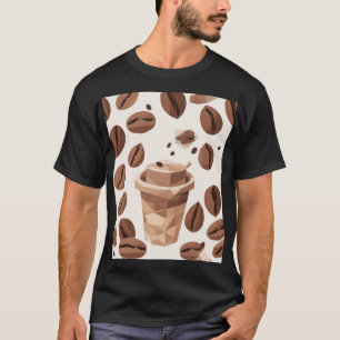 Coffee Beans Cup Geometric Pattern Low Poly Coffee T-Shirt