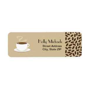 Coffee Beans & Cup Of Coffee Address Labels