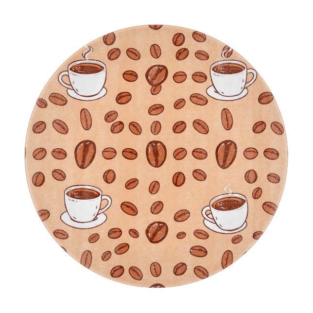 Coffee Beans Cups Cozy Pattern Cutting Board (Front)