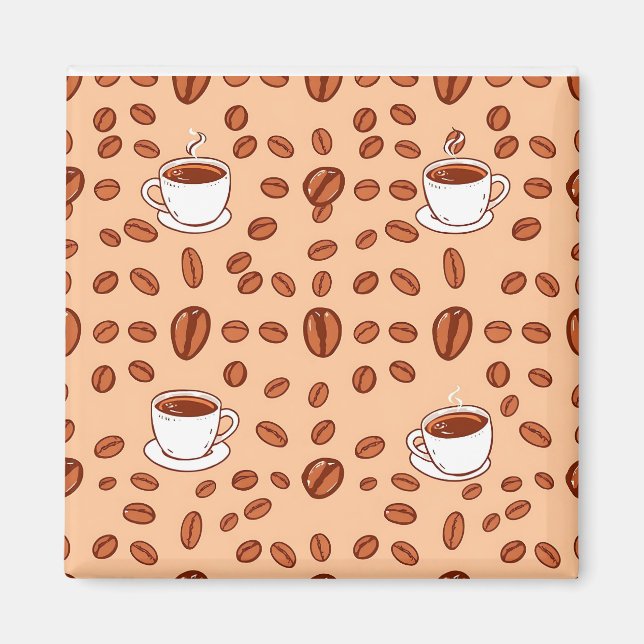 Coffee Beans Cups Cozy Pattern Magnet (Front)