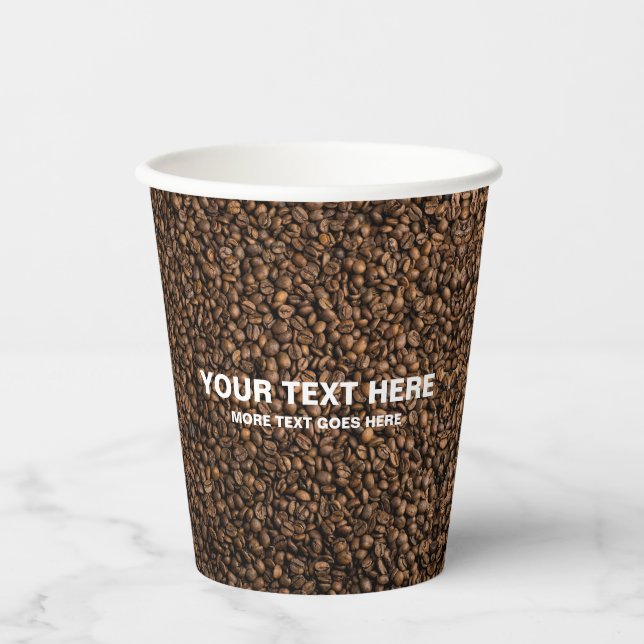 Coffee Beans Custom Business Logo Here Stylish Paper Cups (Front)