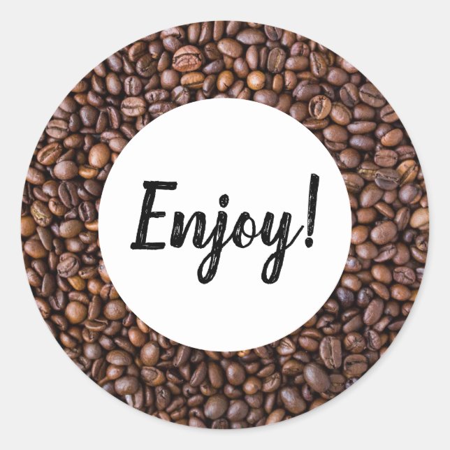 Coffee Beans - Custom Enjoy Classic Round Sticker (Front)