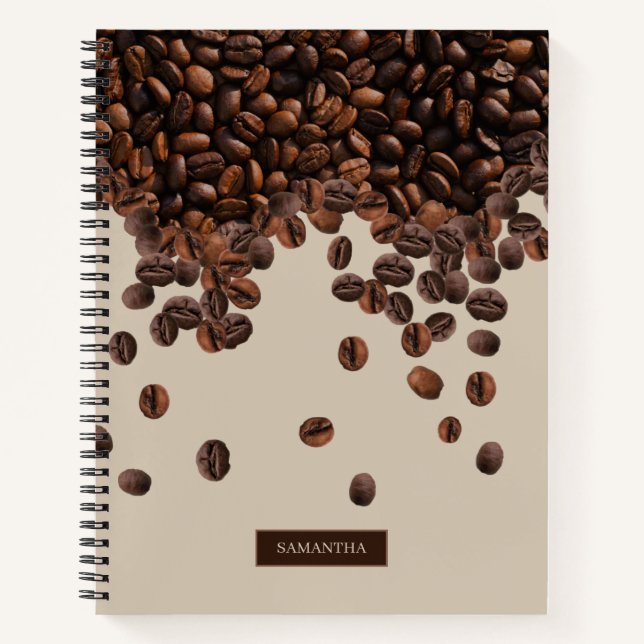 Coffee Beans Custom Name Notebook (Front)
