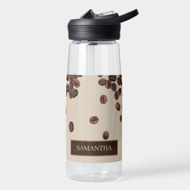 Coffee Beans Custom Name  Water Bottle (Left)