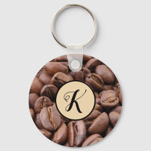 Coffee Beans Customizable Initial Keychain