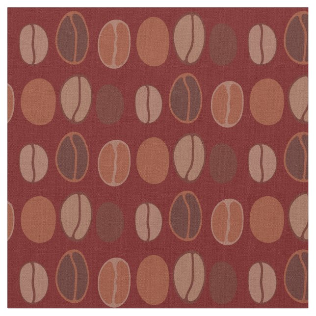 Coffee Beans Cute Cafe Barista Fabric (Close Up)