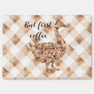 Coffee Beans Duck Brown Cream Stripes Magnet