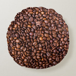Coffee beans food texture pattern round cushion
