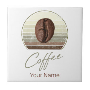 Coffee Beans For Espresso And Retro Barista Ceramic Tile