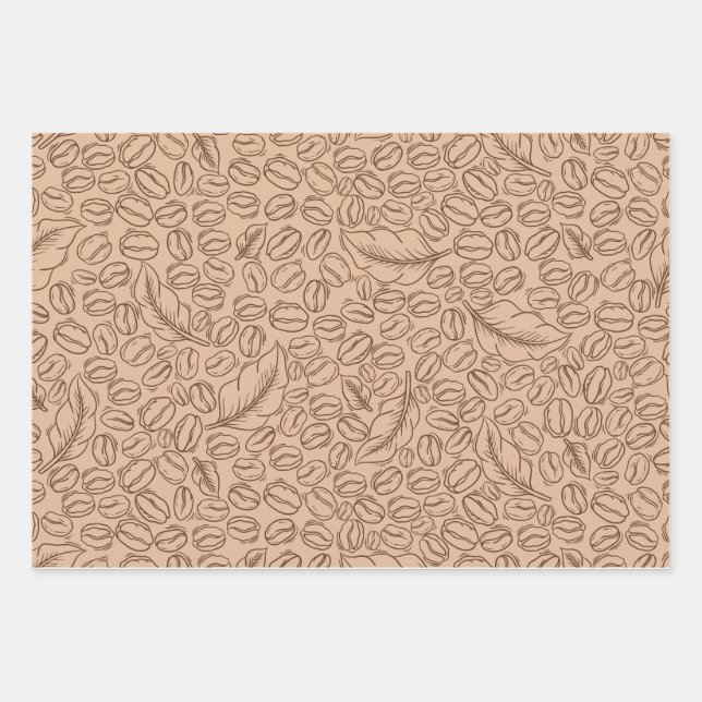 Coffee beans gift wrapping paper for coffee lovers (Front)
