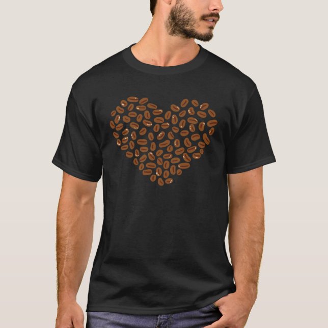 Coffee Beans Heart Caffeine drink cup T-Shirt (Front)
