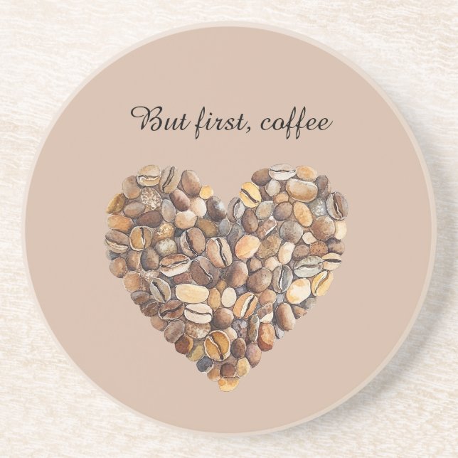 Coffee Beans Heart  Coaster (Front)