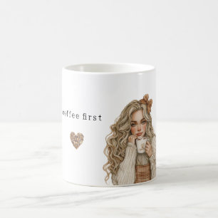 Coffee Beans Heart Cream Blonde Female Mug
