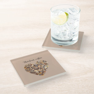 Coffee Beans Heart  Glass Coaster