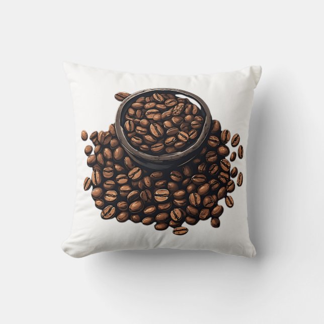Coffee Beans in a Bowl Cushion (Front)