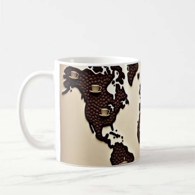 Coffee beans map design coffee mug (Left)