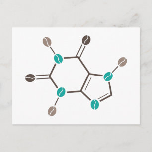 coffee beans molecular caffeine postcard