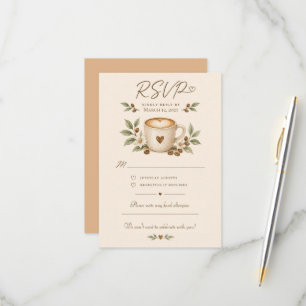 Coffee Beans Mugs Coffee Shop Wedding RSVP Card