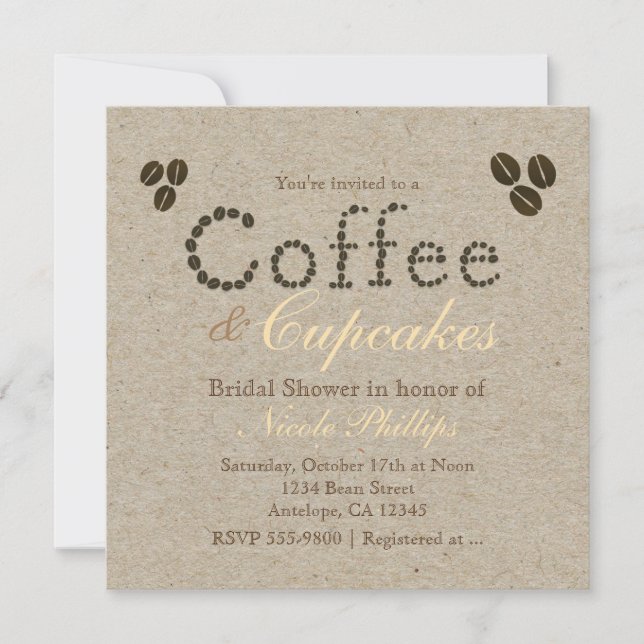 COFFEE Beans Natural Rustic ANY EVENT Invitations (Front)