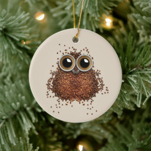 Coffee Beans Owl Ornament