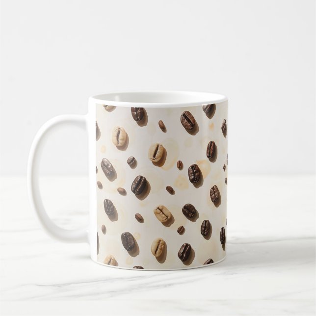 Coffee Beans Pattern on a Light Surface Coffee Mug (Left)