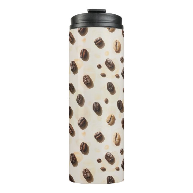 Coffee Beans Pattern on a Light Surface Thermal Tumbler (Front)